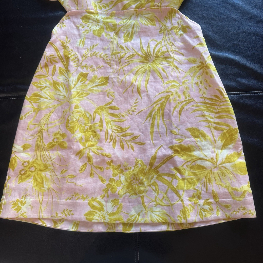 NWT Zimmermann Mini Linen Dress Size:3(US:10) Floral Ruffle Open Back MSRP:$695 - Picture 12 of 15